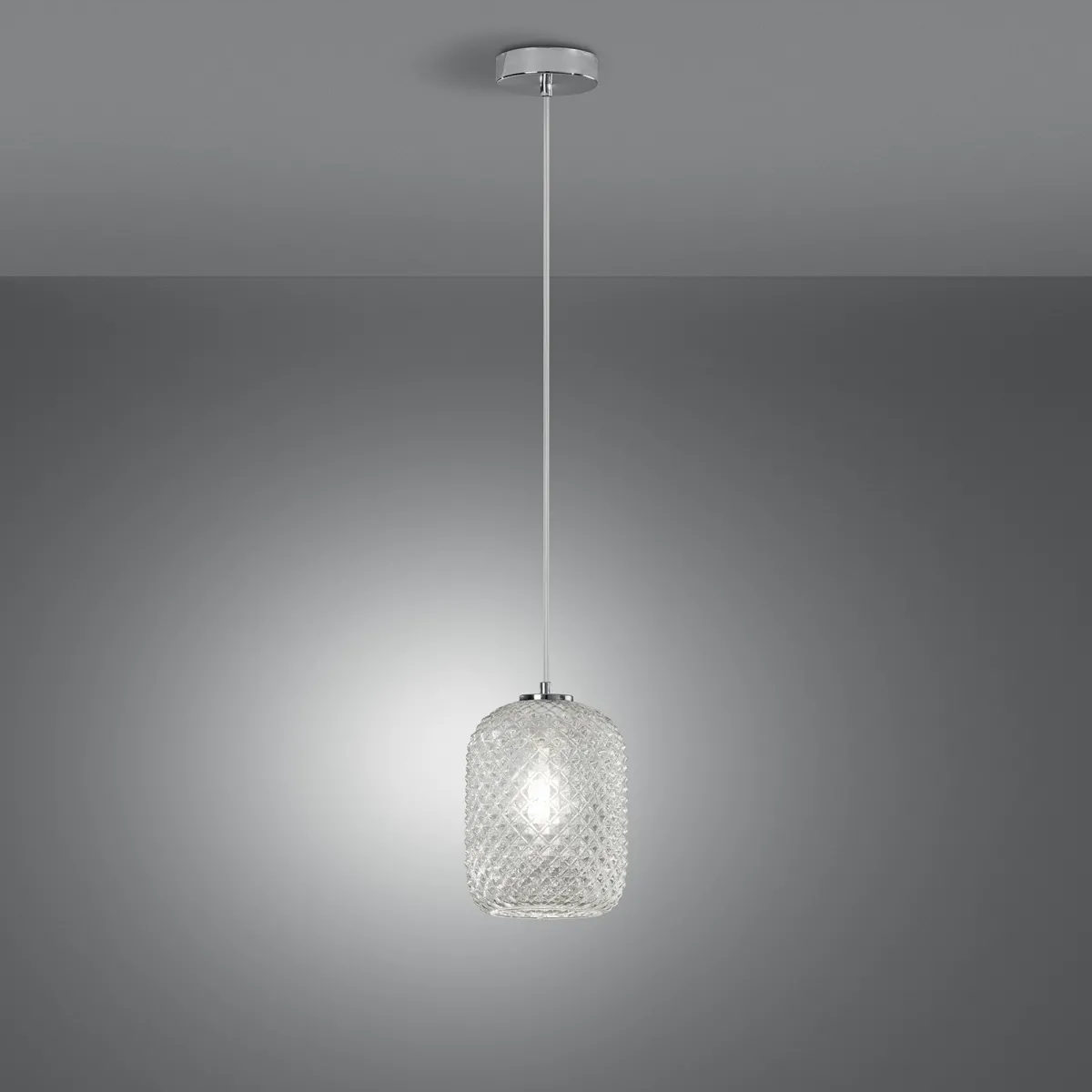 SOSPENSIONE ASHFORD OVALE TRASPARENTE 1XE27 15X150CM