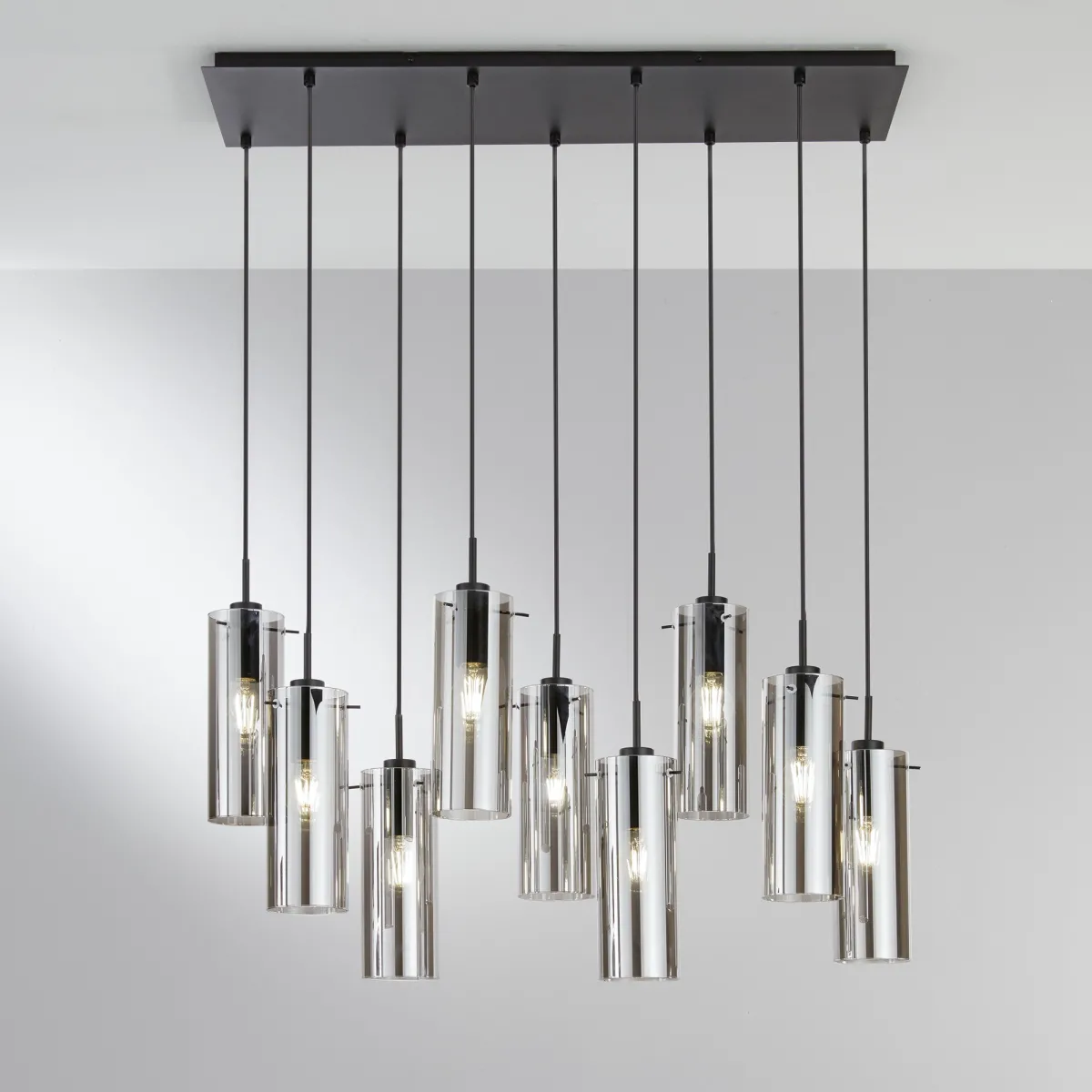 SOSPENSIONE MAGIC NERA/FUME' 9XE27 90X30X150CM