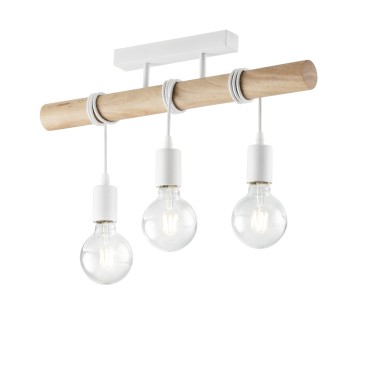 Plafonnier classique en bois 3XE27