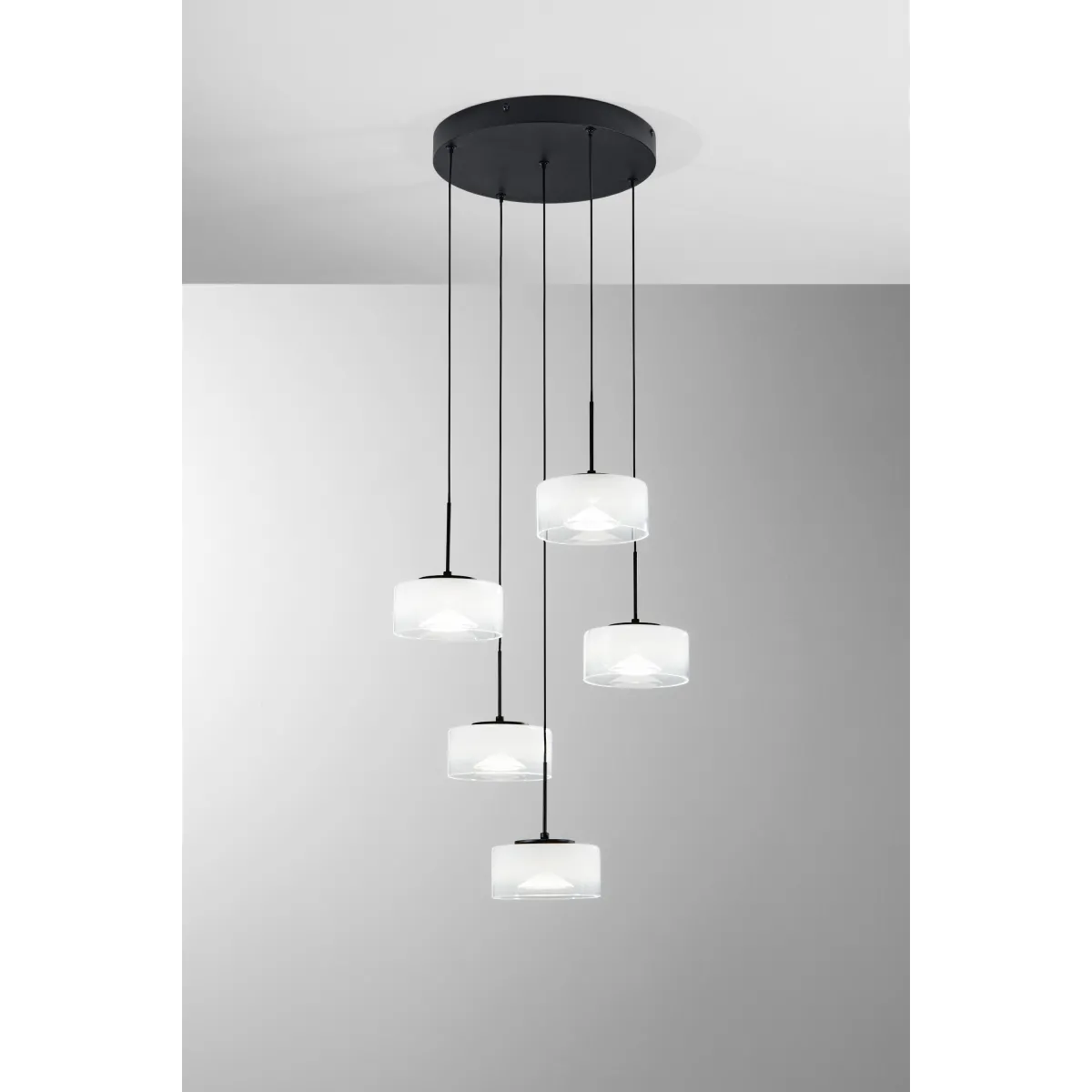 SOSPENSIONE LED EMILY BIANCA CINQUE PENDENTI IN...