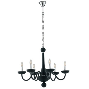 LAMPADARIO ALFIERE NERO/CROMO 6XE14 74X178CM