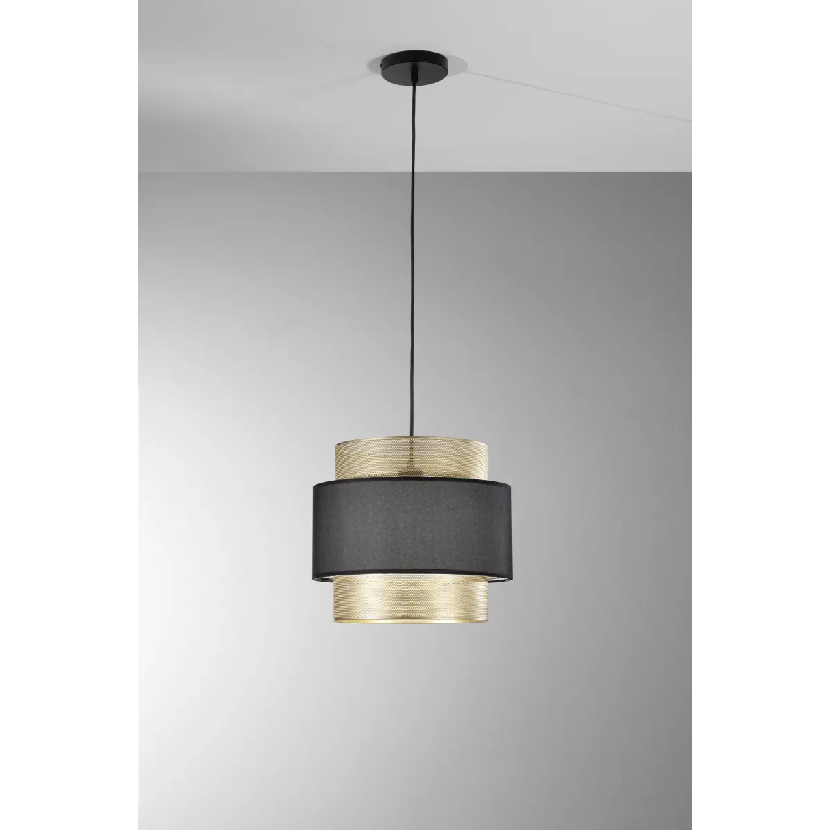 SOSPENSIONE LOUNGE SINGOLO PENDENTE ORO E NERO IN METALLO...