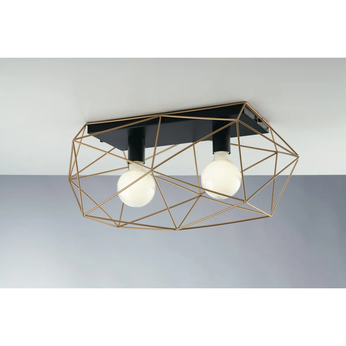 PLAFONIERA ABRAXAS NERA/ORO 2XE27 40X18,5X26,5CM