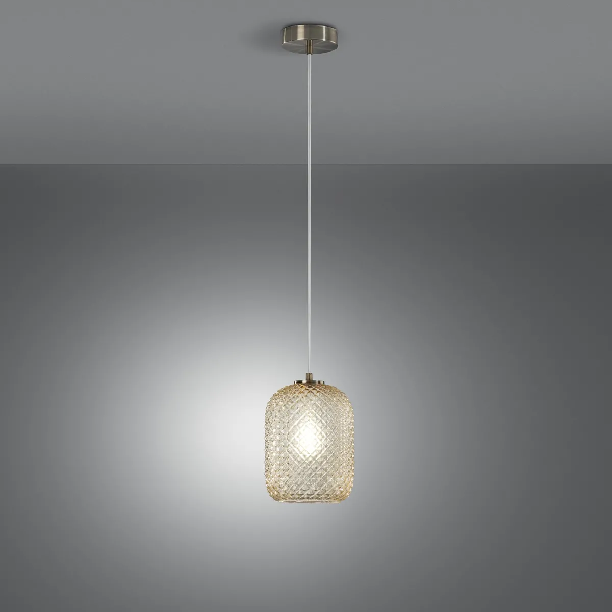 SOSPENSIONE ASHFORD OVALE AMBRA 1XE27 15X150CM