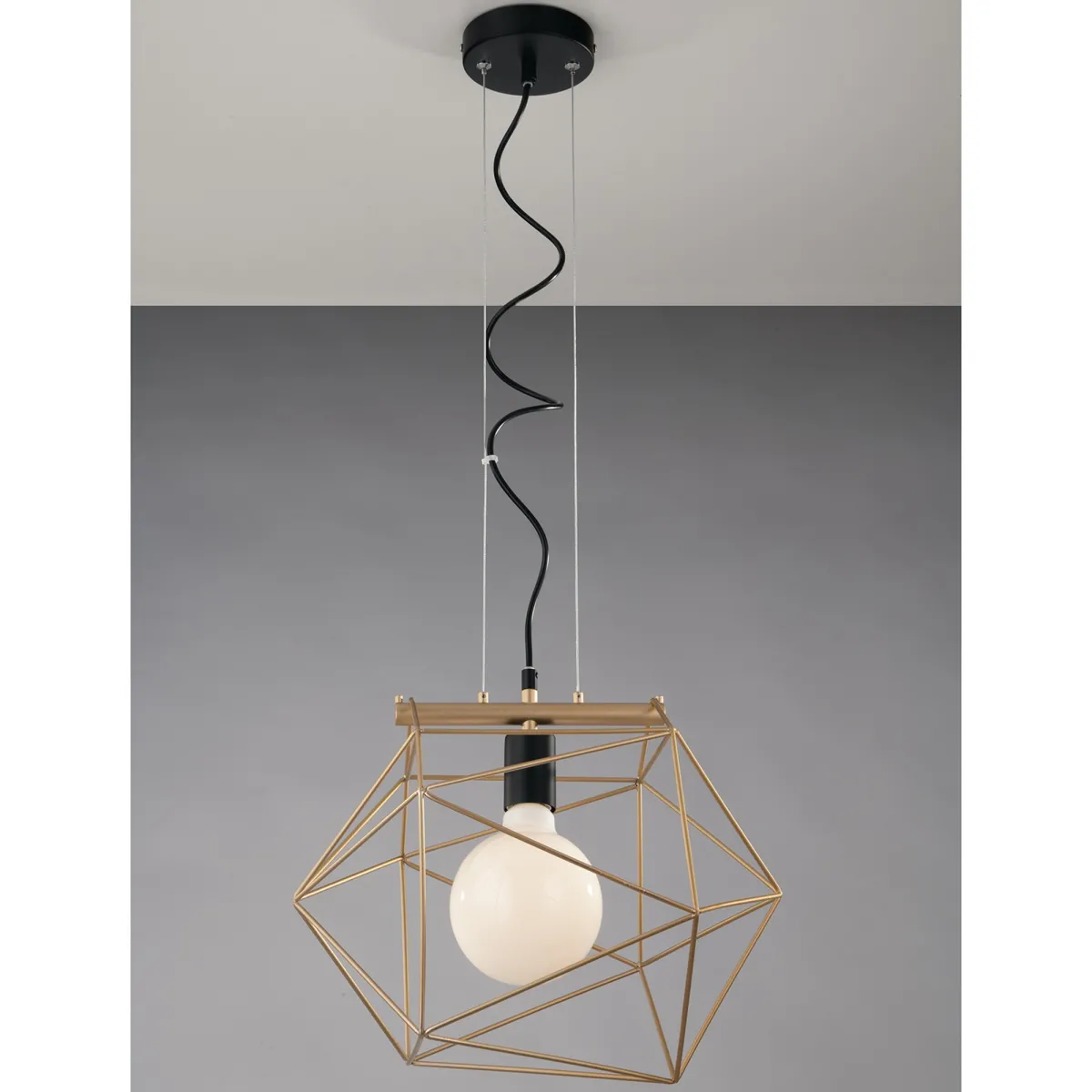 SOSPENSIONE ABRAXAS NERA/ORO 1XE27 40,5X29,5X150CM