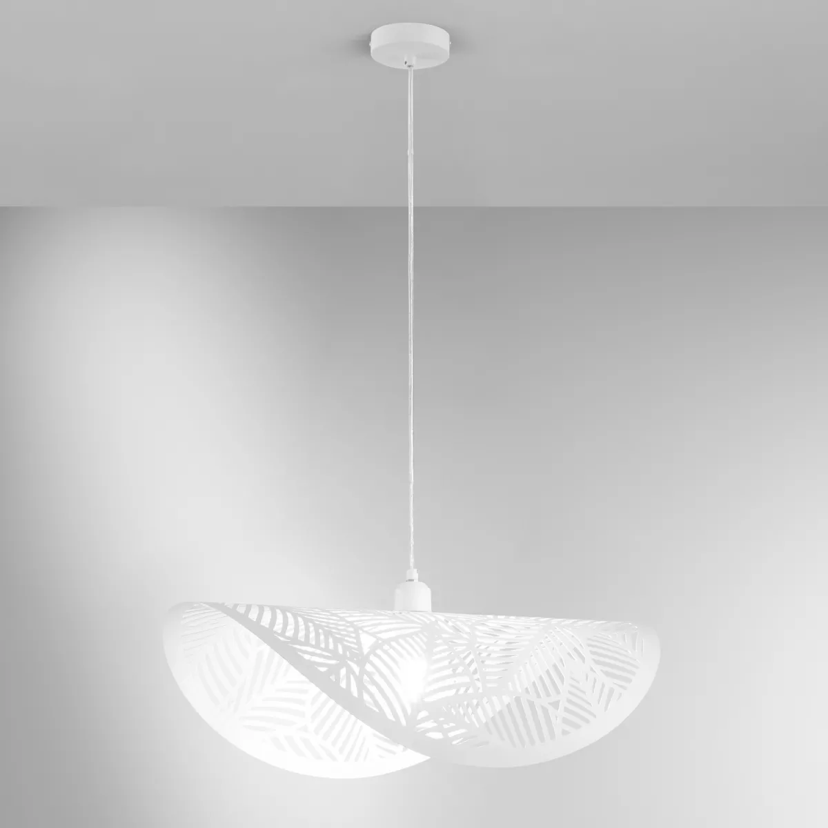 SOSPENSIONE RHEI-LEAF BIANCA 1XE27 60X33X150CM