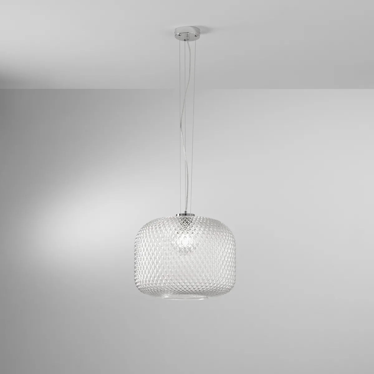 SOSPENSIONE ASHFORD SFERICA TRASPARENTE 1XE27 40X150CM