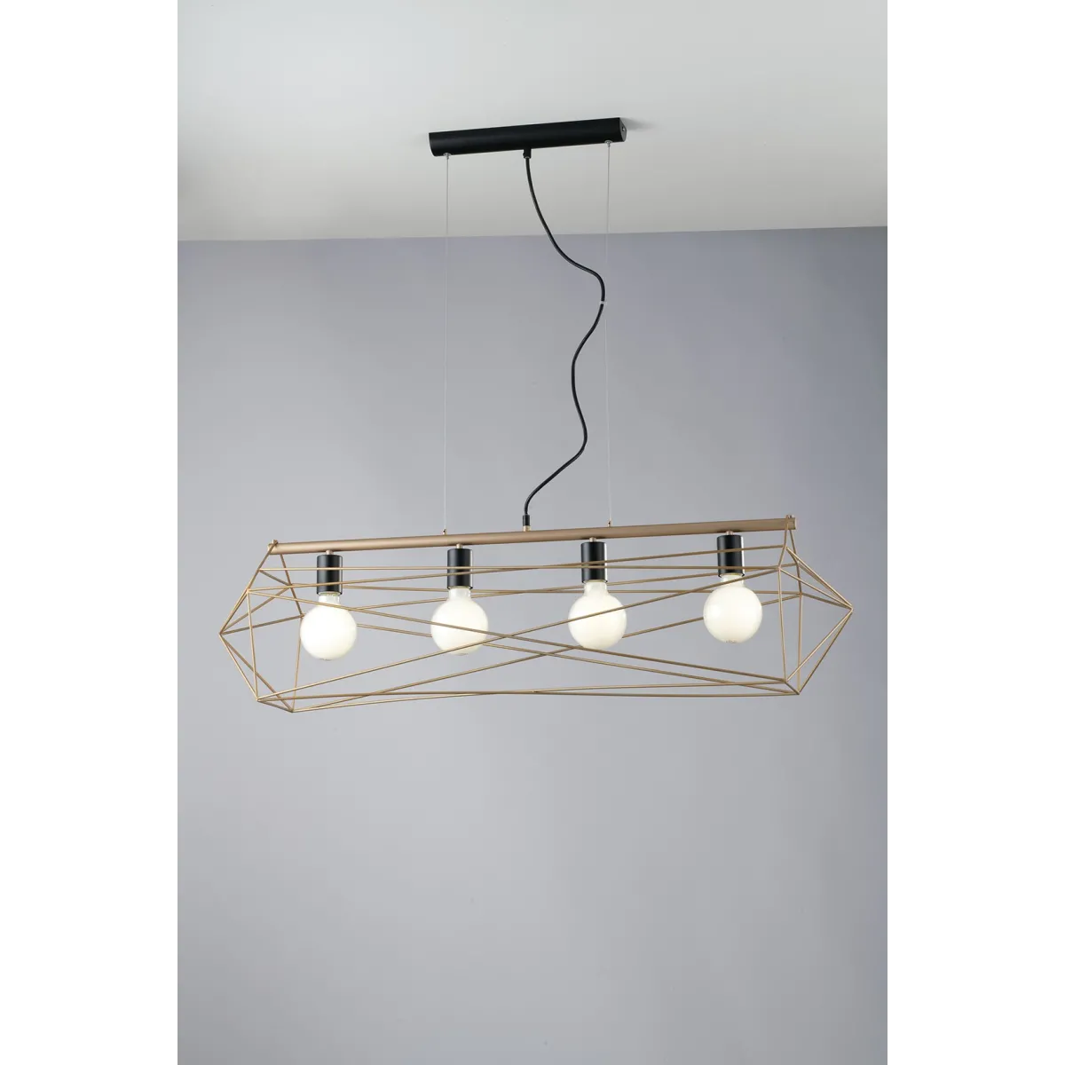 SOSPENSIONE ABRAXAS NERA/ORO 4XE27 106X29,5X150CM