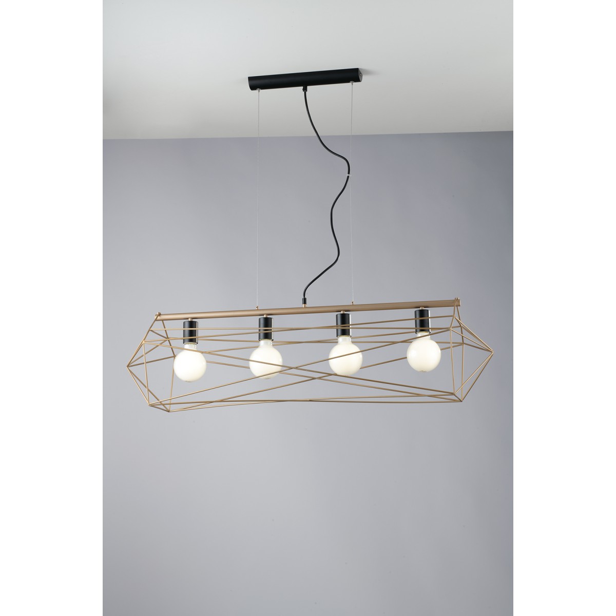 SOSPENSIONE ABRAXAS NERA/ORO 4XE27 106X29,5X150CM