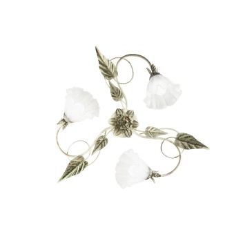 Plafoniera Decori Floreali in Avorio 3xE14