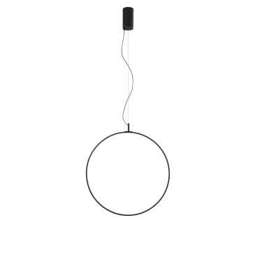 Lampadario a sospensione nero con design minimalista ad anello