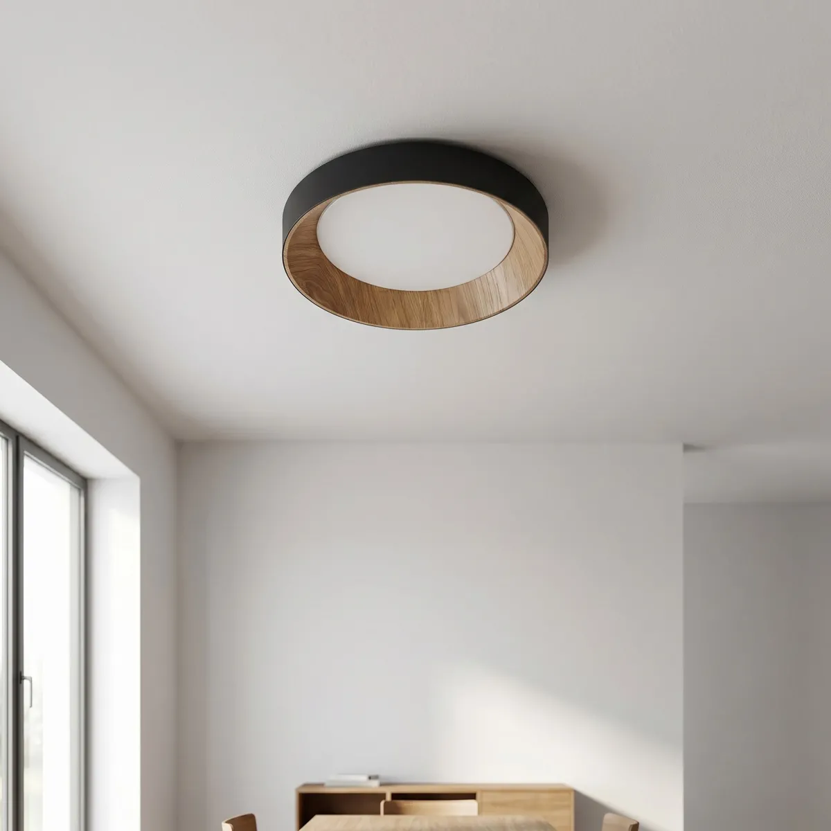 Plafoniera led effetto legno nera o bianca da 40CM