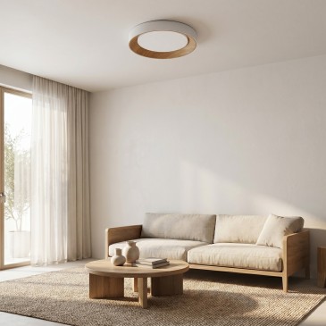 Plafoniera led effetto legno nera o bianca da 40CM