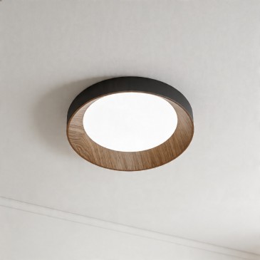 Plafonnier LED moderne 23 W effet bois | Mondialshop