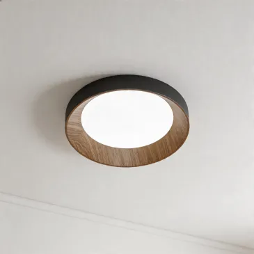 Plafonnier LED moderne 23 W effet bois | Mondialshop
