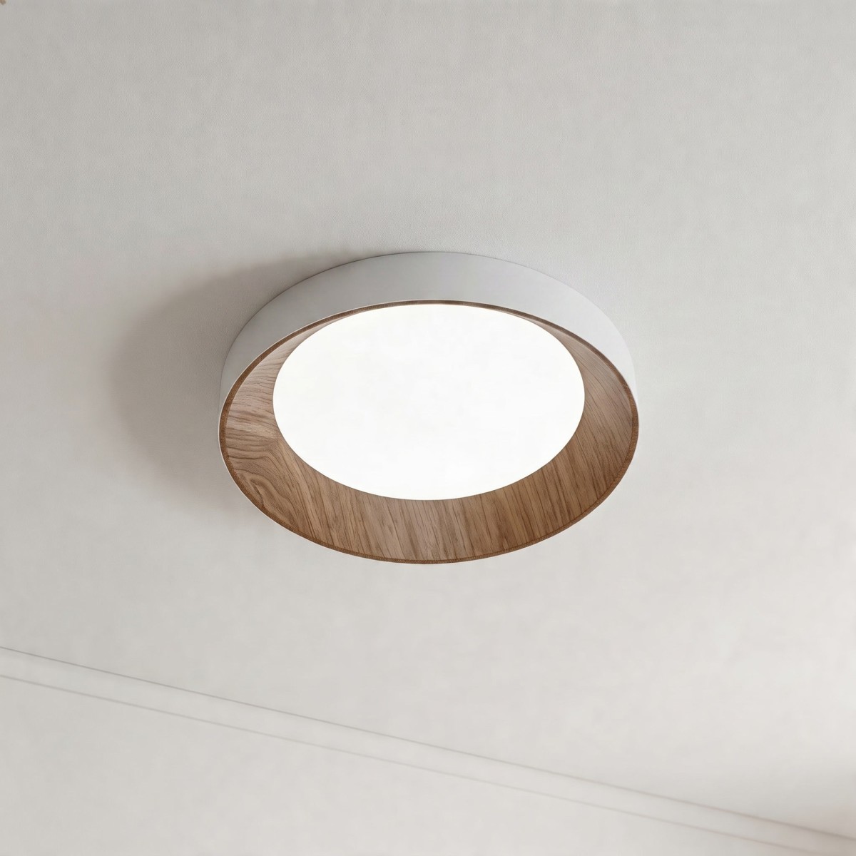 Plafonnier LED moderne 23 W effet bois | Mondialshop