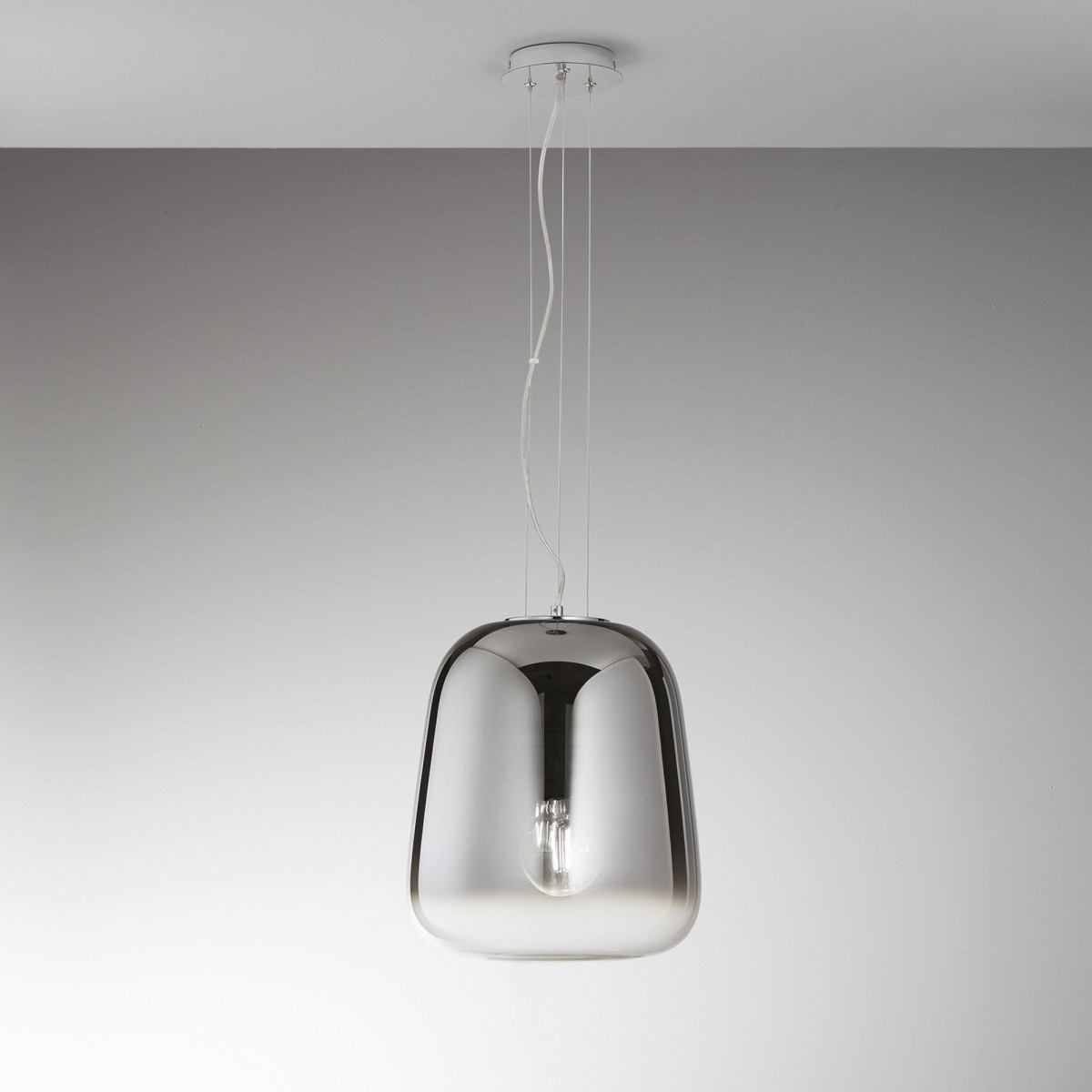 SOSPENSIONE SMOKE CROMO LED 1XE27 34X150CM
