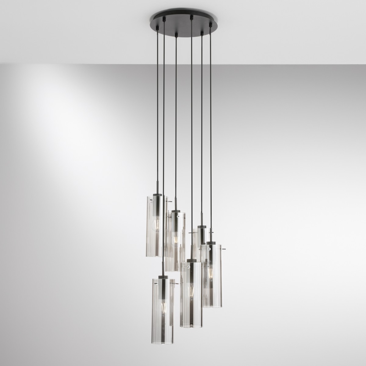 Suspension MAGIC NOIR/FUMÉ 6XE27 35X35X150CM