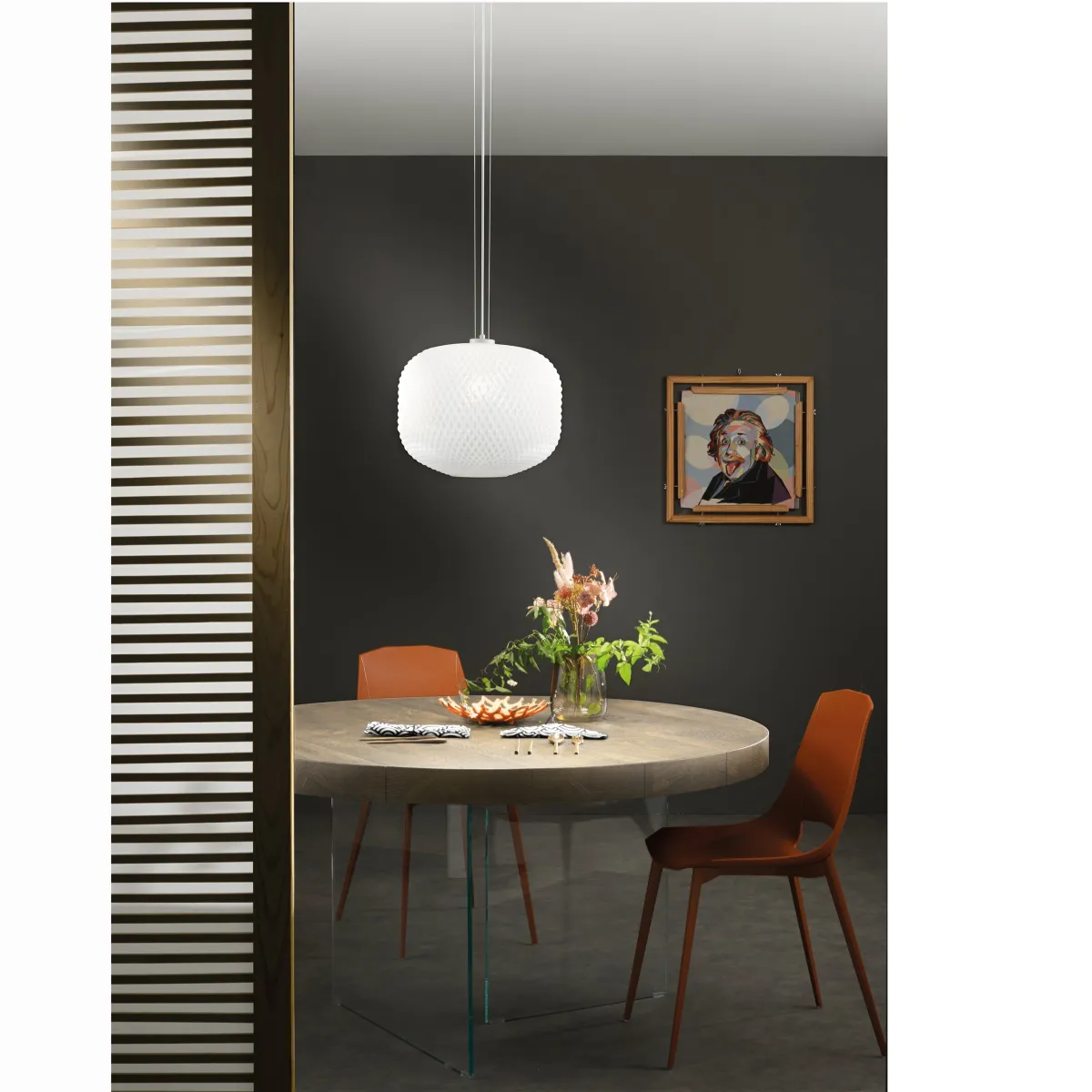 Suspension sphérique blanche Ashford 1XE27 40X150CM