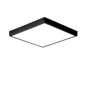DOMO Schwarze quadratische LED-Deckenleuchte, 24 W, 2700 lm, 4000 K, IP44, 24 x 24 x 2,4 cm