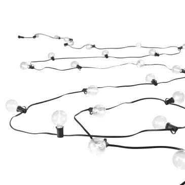 STRINGA ELETTRIFICATA LED PICNIC NERA 25XE12 0,3W 3000K IP44 CON SPINA SCHUKO 762CM