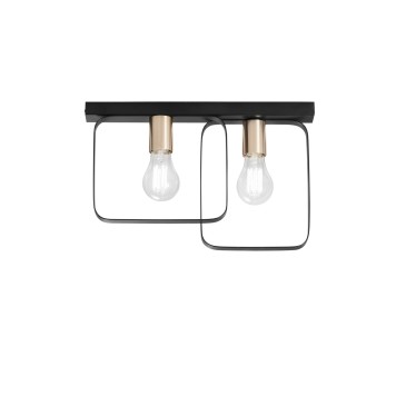 Plafonnier Smith noir/or 2 x E27 41,5 x 5 x 27 cm
