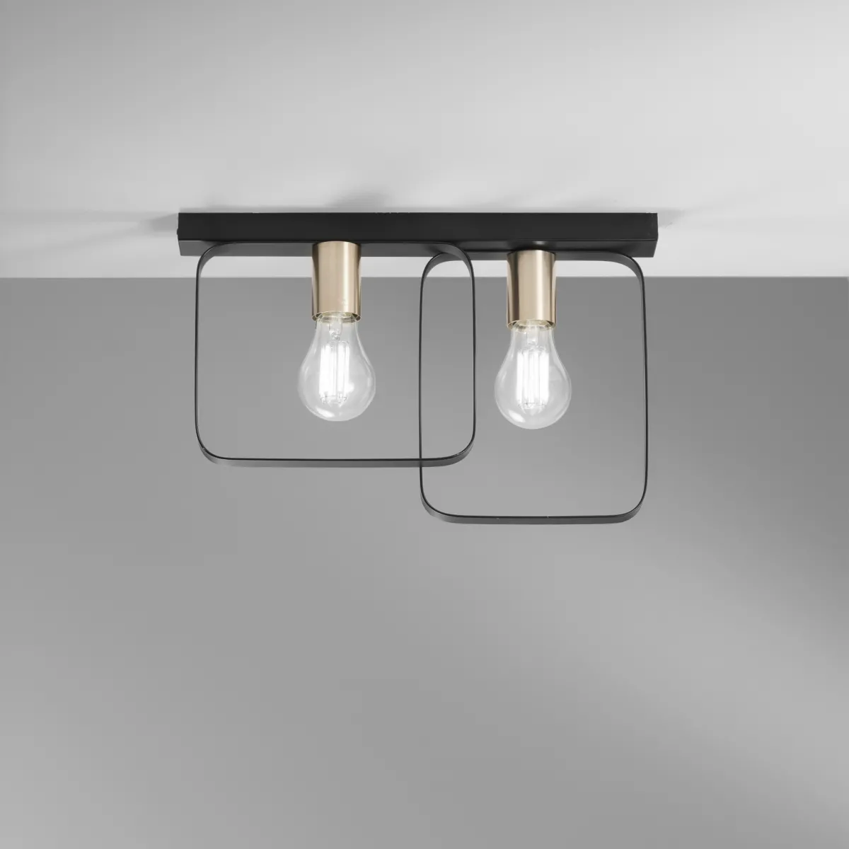 PLAFONIERA SMITH NERA/ORO 2XE27 41,5X5X27CM