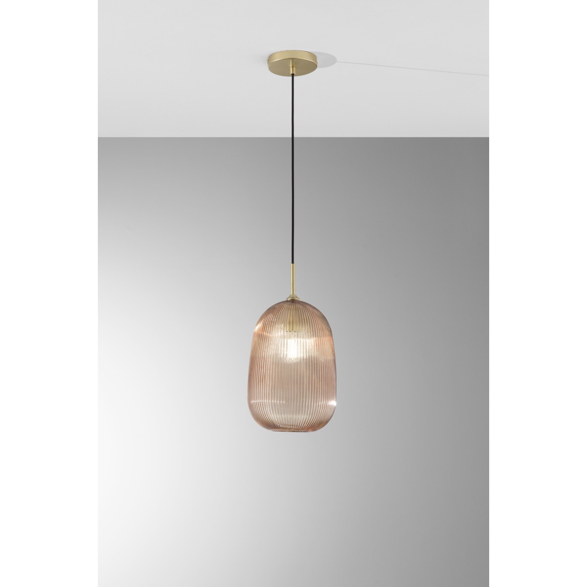 Suspension en verre ambré Duke 1XE27 D21X200CM