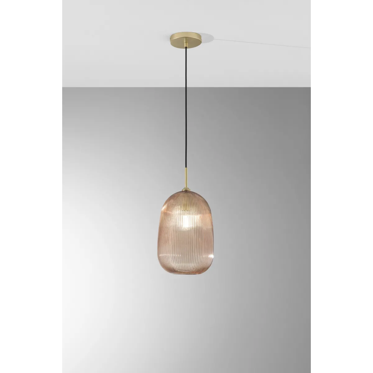 Suspension en verre ambré Duke 1XE27 D21X200CM