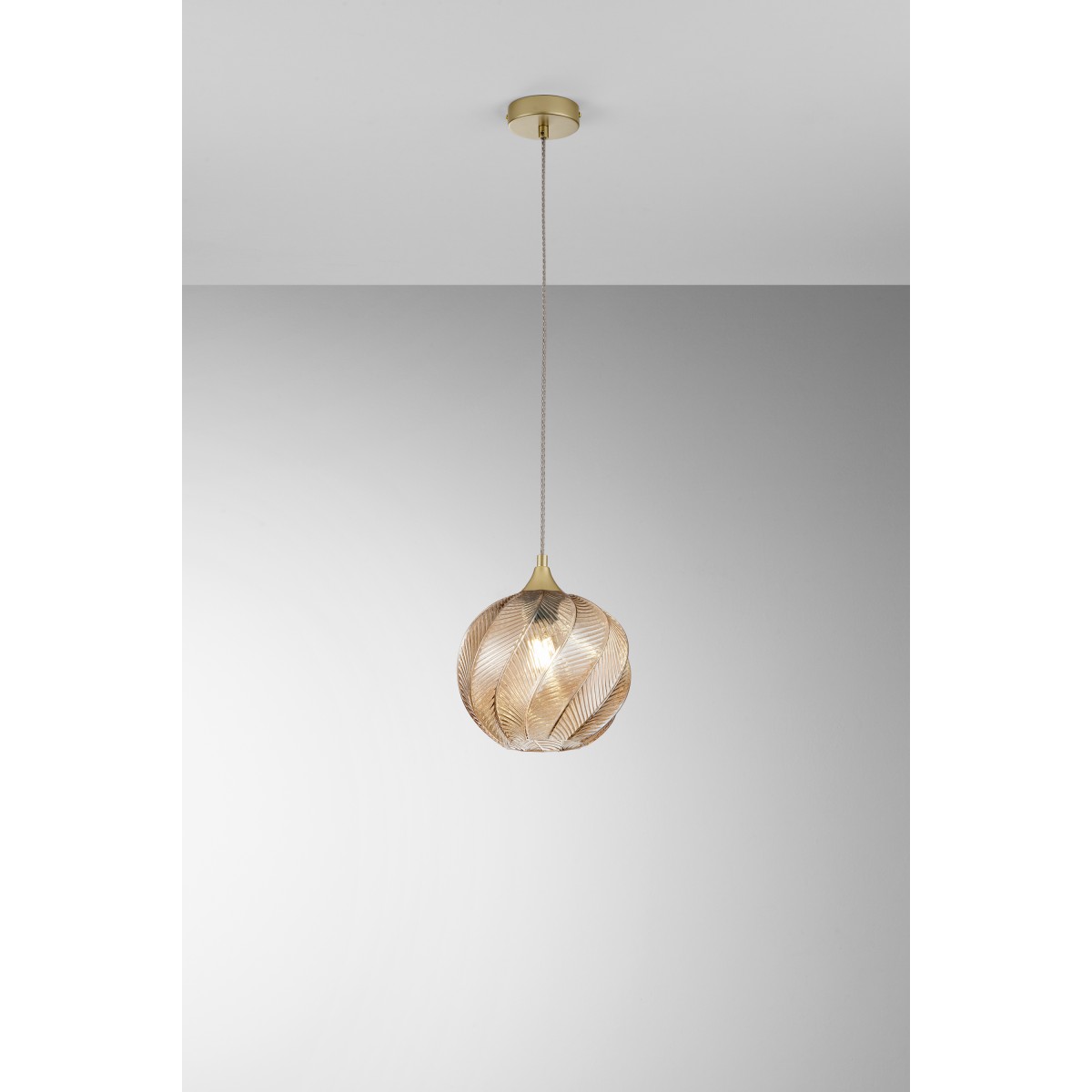 SOSPENSIONE MAJESTY AMBRA IN VETRO 1XE27 23X120CM