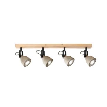 Graue und holzfarbene Deckenleuchte mit 4 GU10-Leuchtmitteln | Mondialshop