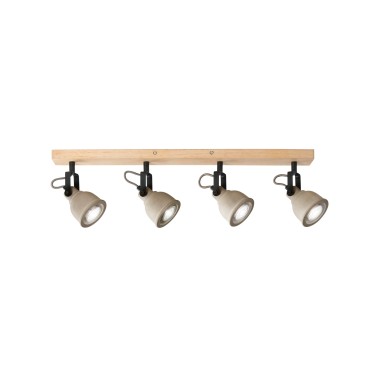 Plafonnier gris et bois avec 4 ampoules GU10 | Mondialshop