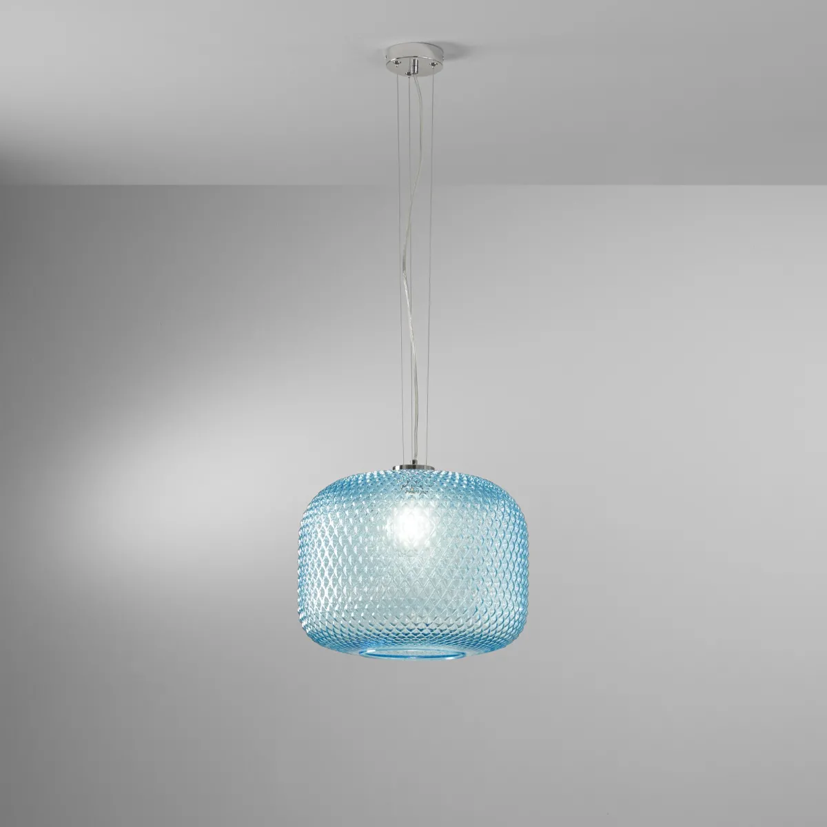 Suspension sphérique Ashford turquoise 1XE27 40X150cm