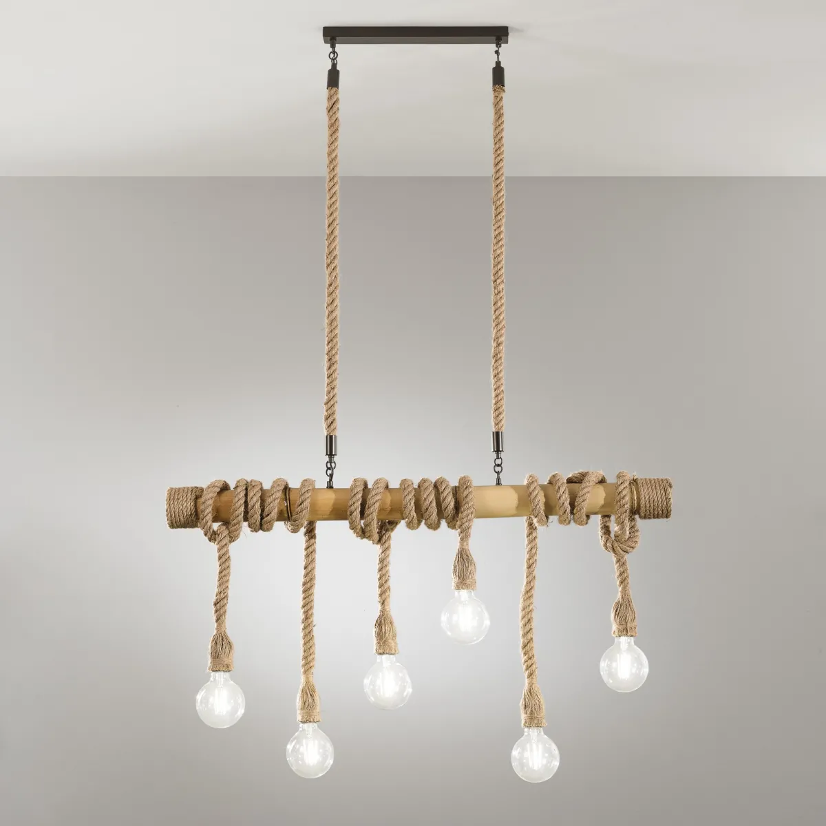 SOSPENSIONE ROPE CANAPA 6XE27 100X150CM