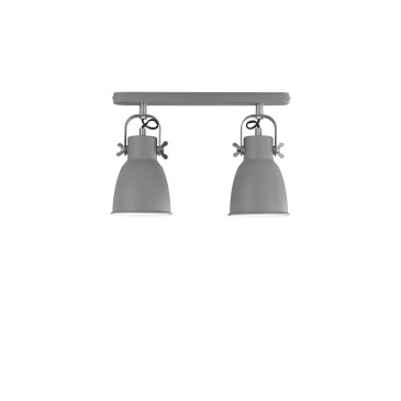 Graue und nickelfarbene Deckenleuchte, 2xE27-Glühbirnen | Mondialshop