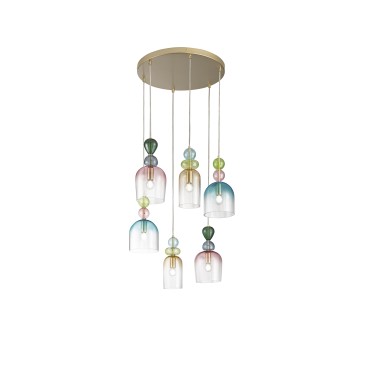 SUSPENSION GAUDI SIX PENDENTIFS EN VERRE 6XE14 57X185,5CM