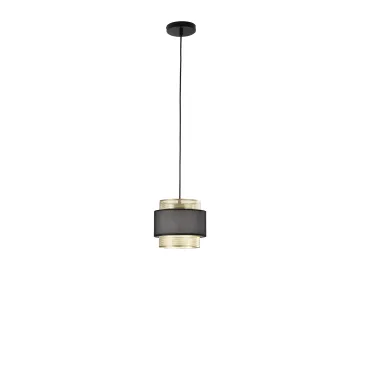 Einzelne Lounge-Hängeleuchte, gold-schwarzes Metall, 1 x 27 mm, 21 x 200 cm