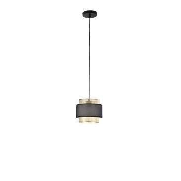 Suspension simple pour salon, métal doré et noir, 1XE27 D21X200CM