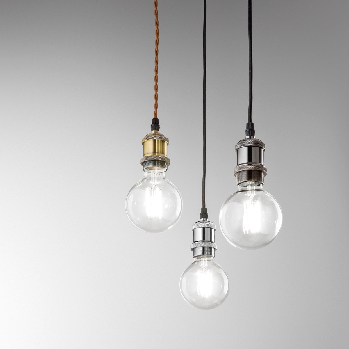 Suspension vintage noire 1XE27 126 cm