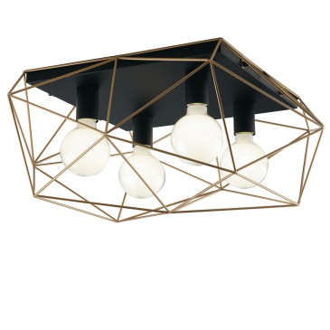ABRAXAS Deckenleuchte Schwarz/Gold 4xE27 41,7x40x26,5 cm