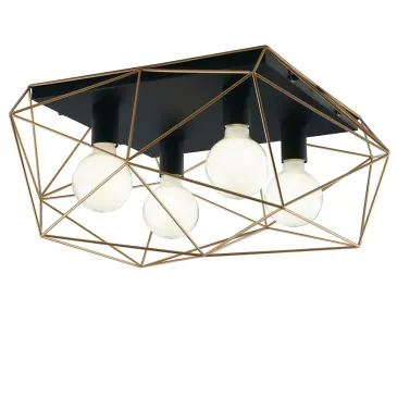 ABRAXAS Deckenleuchte Schwarz/Gold 4xE27 41,7x40x26,5 cm