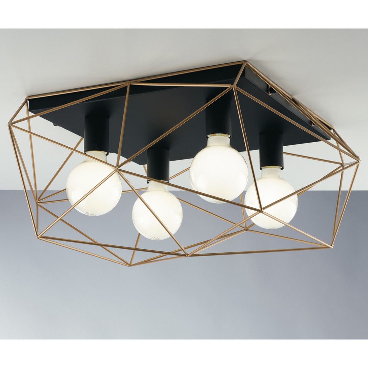 ABRAXAS Deckenleuchte Schwarz/Gold 4xE27 41,7x40x26,5 cm