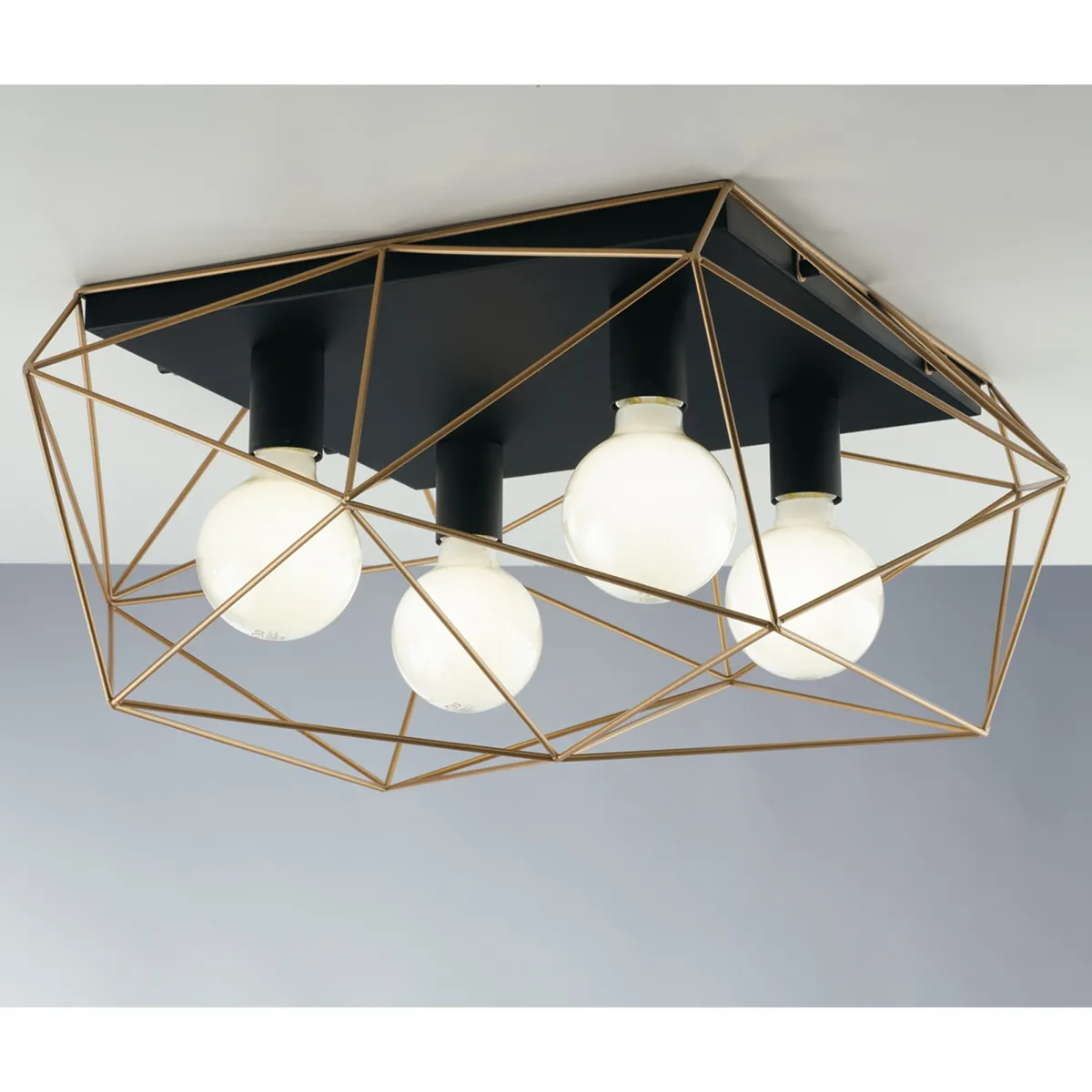ABRAXAS Deckenleuchte Schwarz/Gold 4xE27 41,7x40x26,5 cm