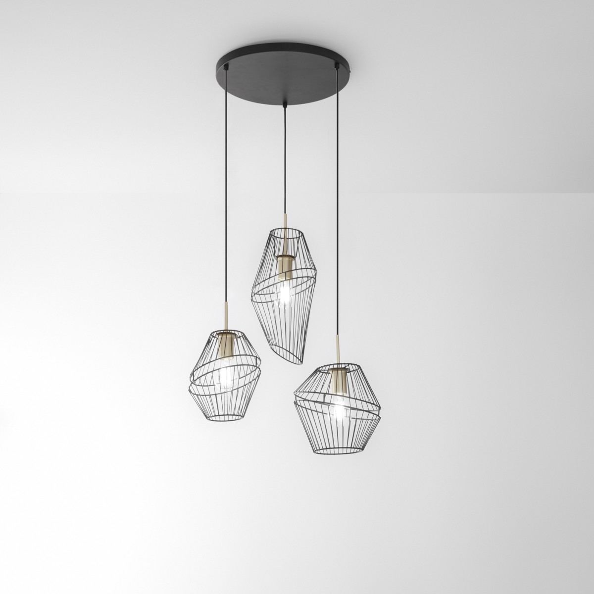 Suspension KIKO noir/or 3XE27 42x40x150cm