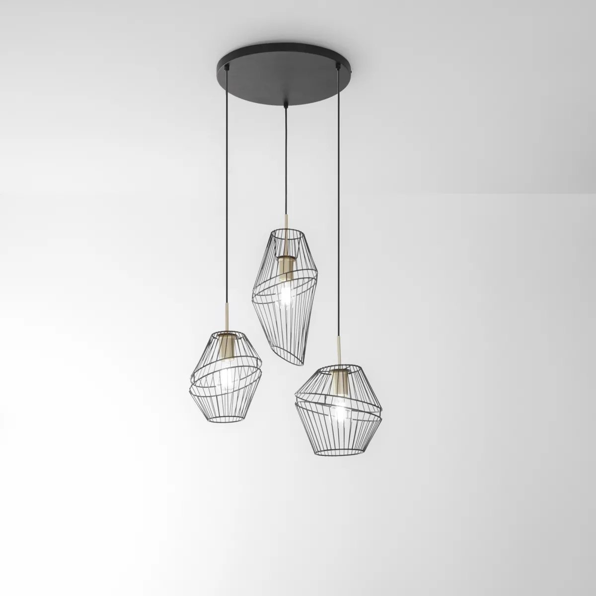 Suspension KIKO noir/or 3XE27 42x40x150cm