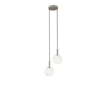 Suspension ERIS blanche et marron en aluminium et verre, 2 x E14, 26 x 15 x 150 cm