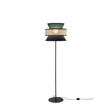 PIANTANA GAZEBO VERDE+NERA+RATTAN NATURALE 1XE27 D40X145CM