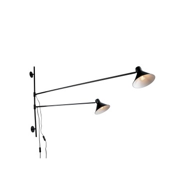 APPLIQUE DUETTO REGOLABILE NERA 2XE27 154X20,5X90CM