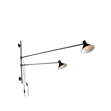 APPLIQUE DUETTO REGOLABILE NERA 2XE27 154X20,5X90CM