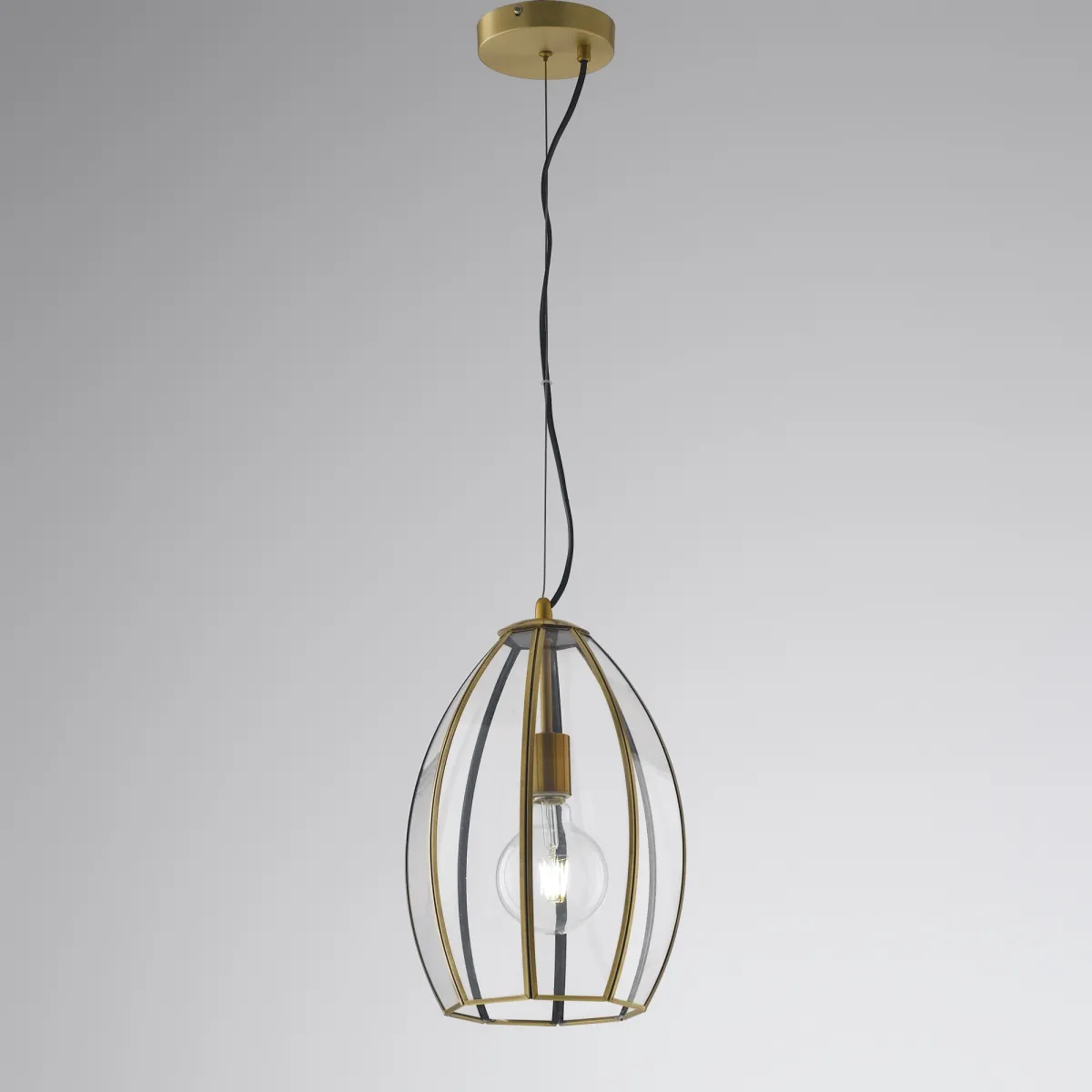 SOSPENSIONE CHESTER RASPARENTE/OTTONE 1XE27 23X23X130CM